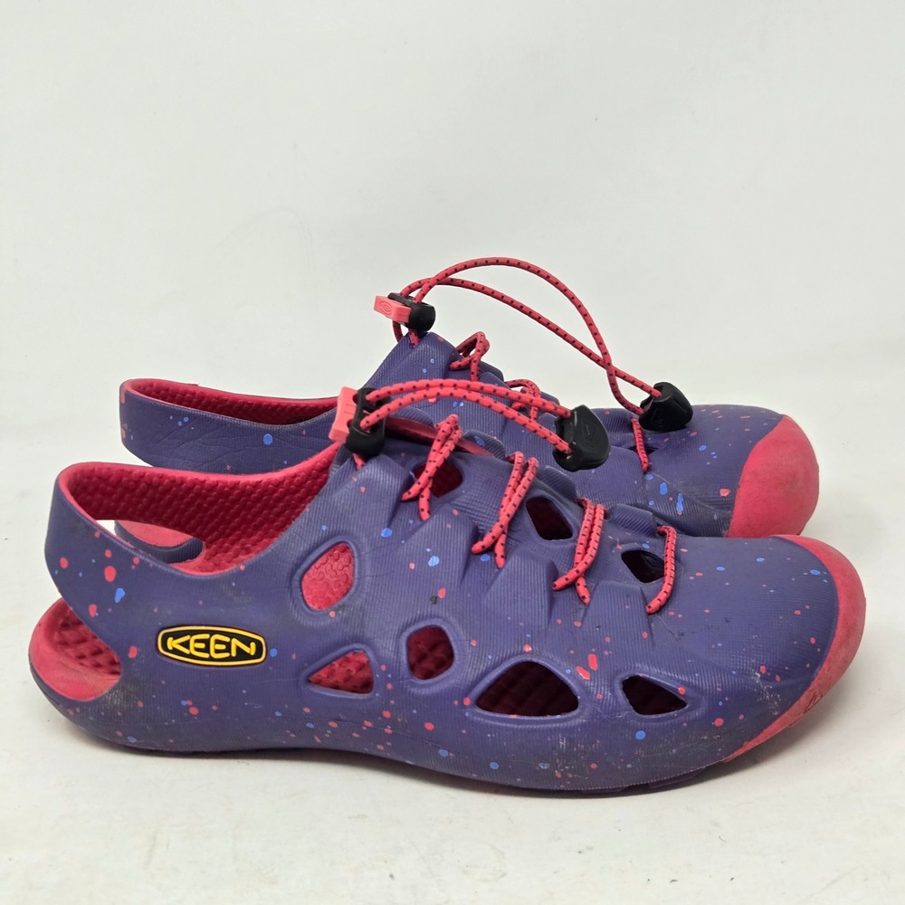 Keen Kids Rio Water Sandals Purple Pink Splatter Bungee‎ Lace Shoes Sz 2 1012701